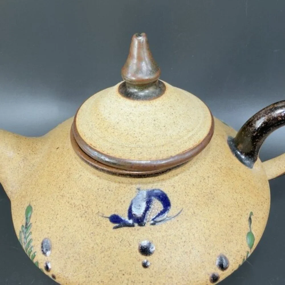 Hand Made Mexico Pottery‎ Tonala Signed Neto Mexico Teapot Carafe Jug Bird Decor